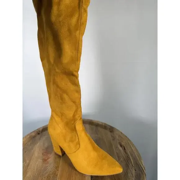 Steve Madden Risky Mustard Suede Below-the-Knee Boots Women’s Size 6.5 NWB